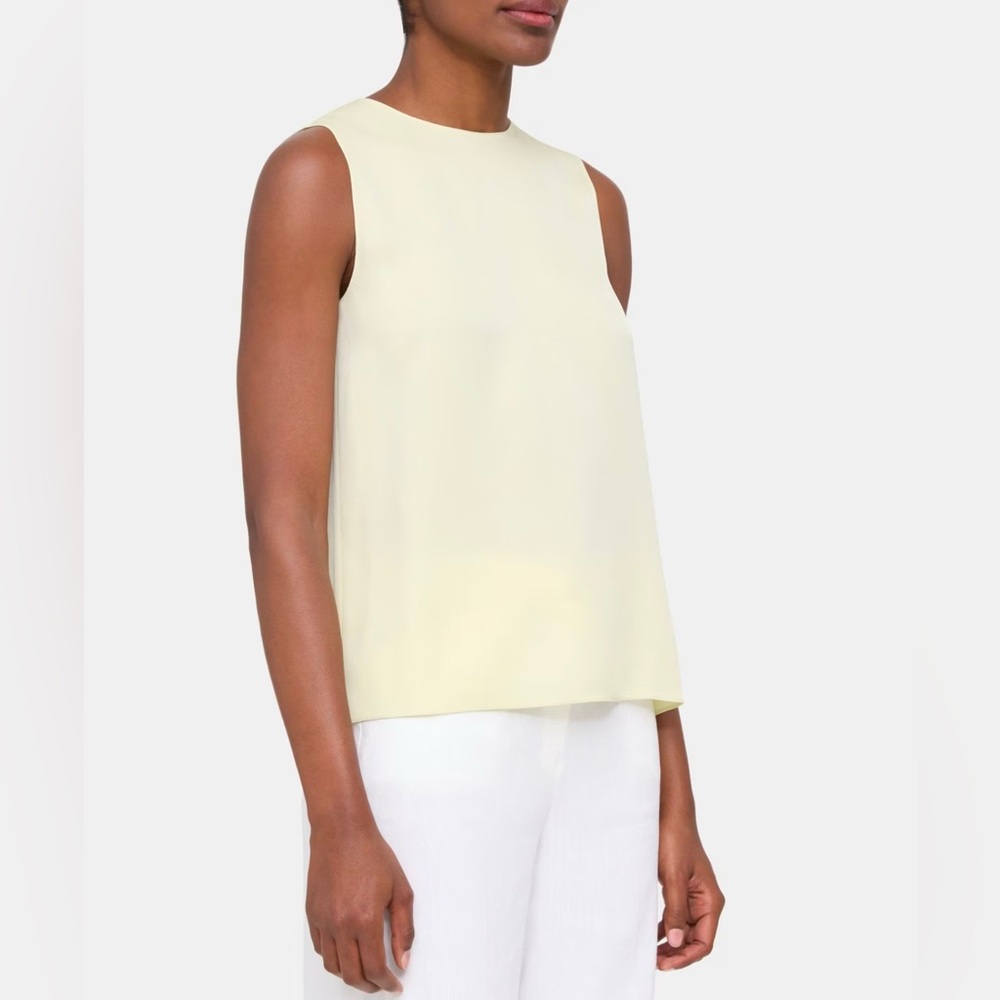 Theory Womens Silk Sleeveless Blouse Shell Top‎ XXL aloe yellow ivory xx-large